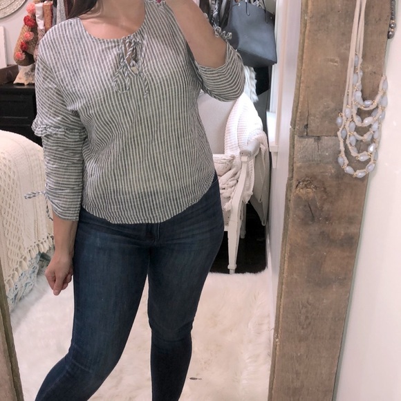 Sam & Lavi size small blue striped boho top - Picture 2 of 7